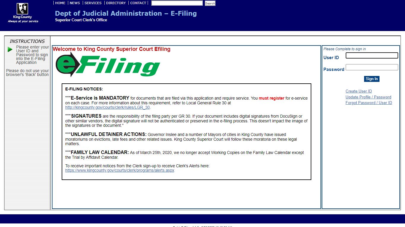 Welcome to King County Superior Court Efiling - King County, Washington